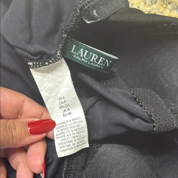 Lauren Ralph Lauren Bel Air Solids Shirred Bandeau black and white Size 4 - Picture 3 of 6